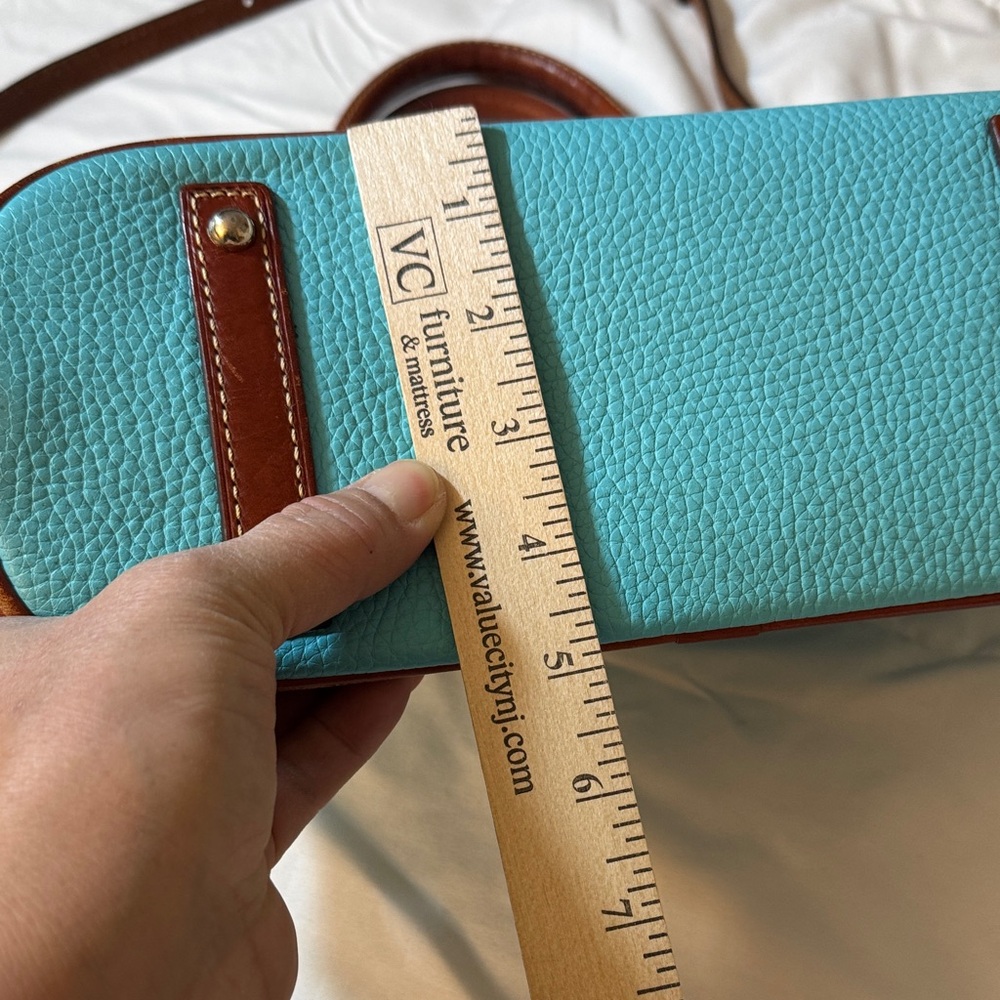 Dooney & Bourke Turquoise Pebbled Leather Zip Satchel Hand/ Shoulder Bag - Picture 6 of 10